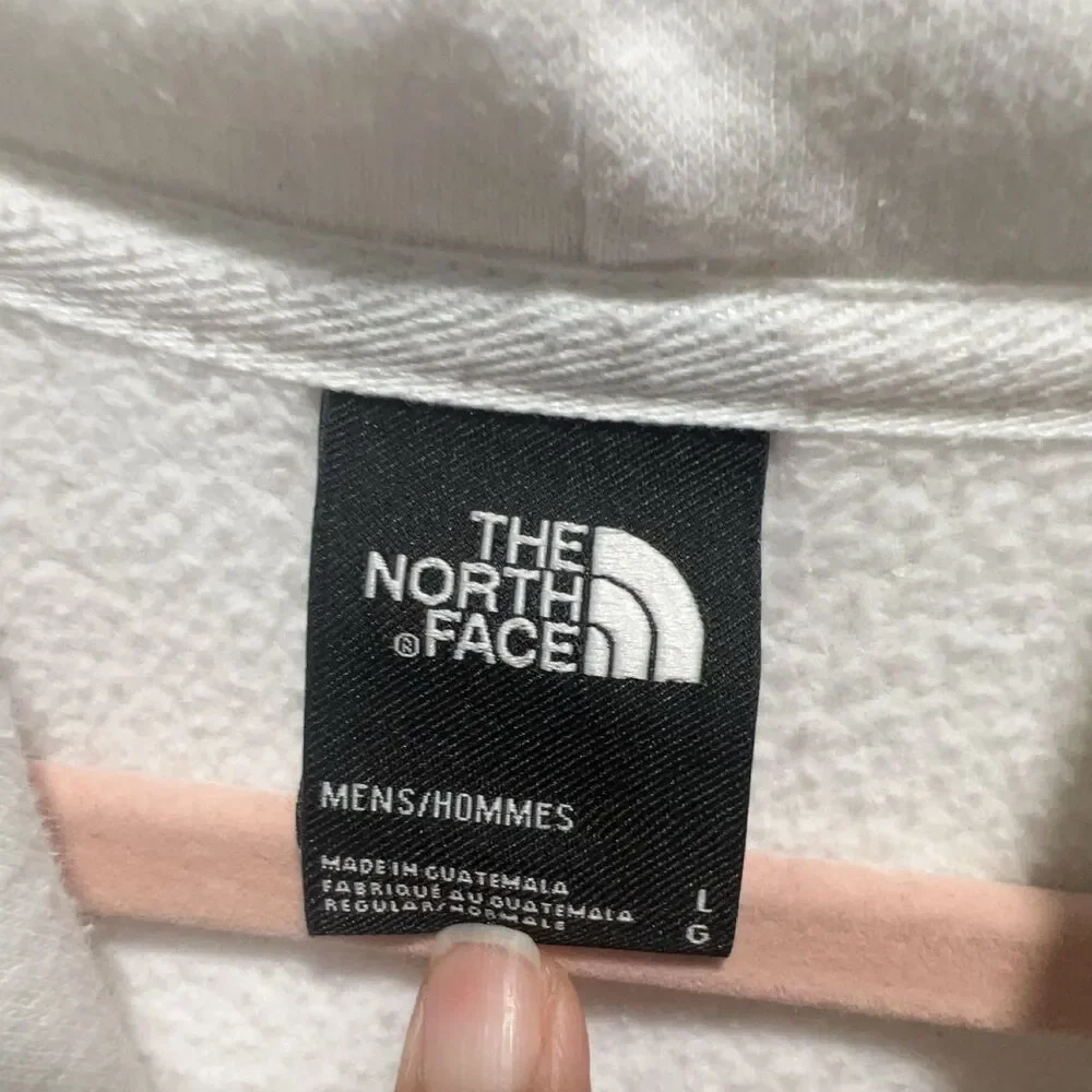 The North Face Half Dome Pullover Fleece Hoodie Men's L White Cotton Pockets